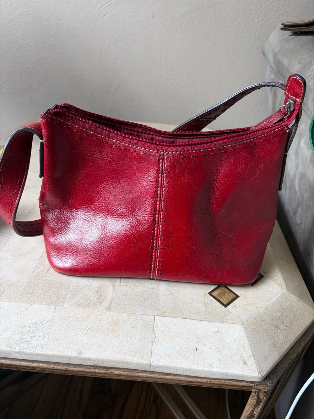 Red Leather Shoulder Bag